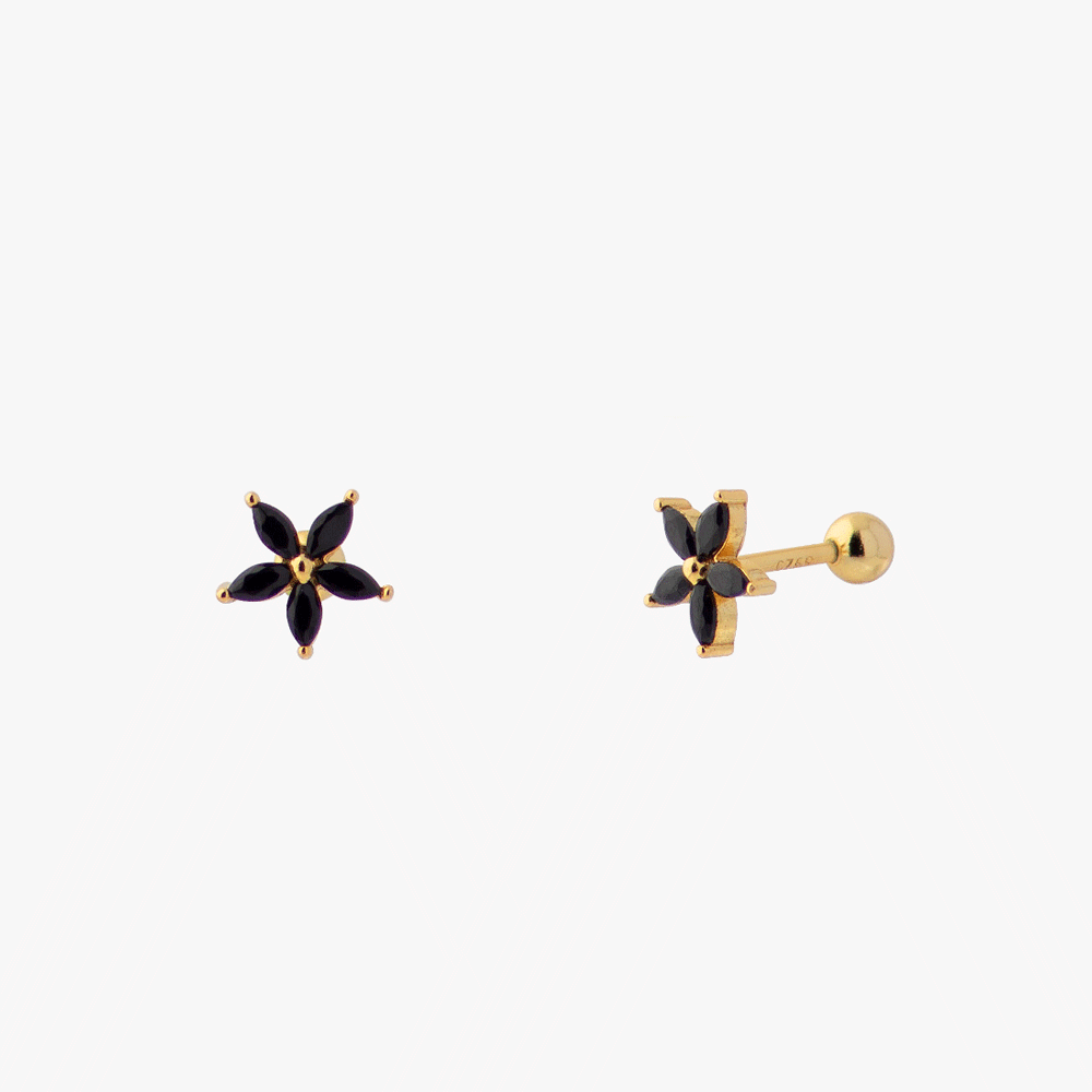 Piercing de flores para mujeres con cinco pétalos y cierre de bola enroscable