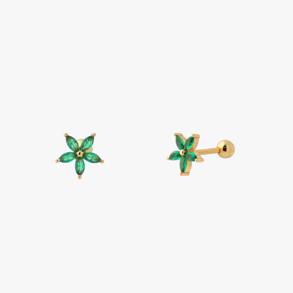 Piercing de flores para mujeres con cinco pétalos y cierre de bola enroscable