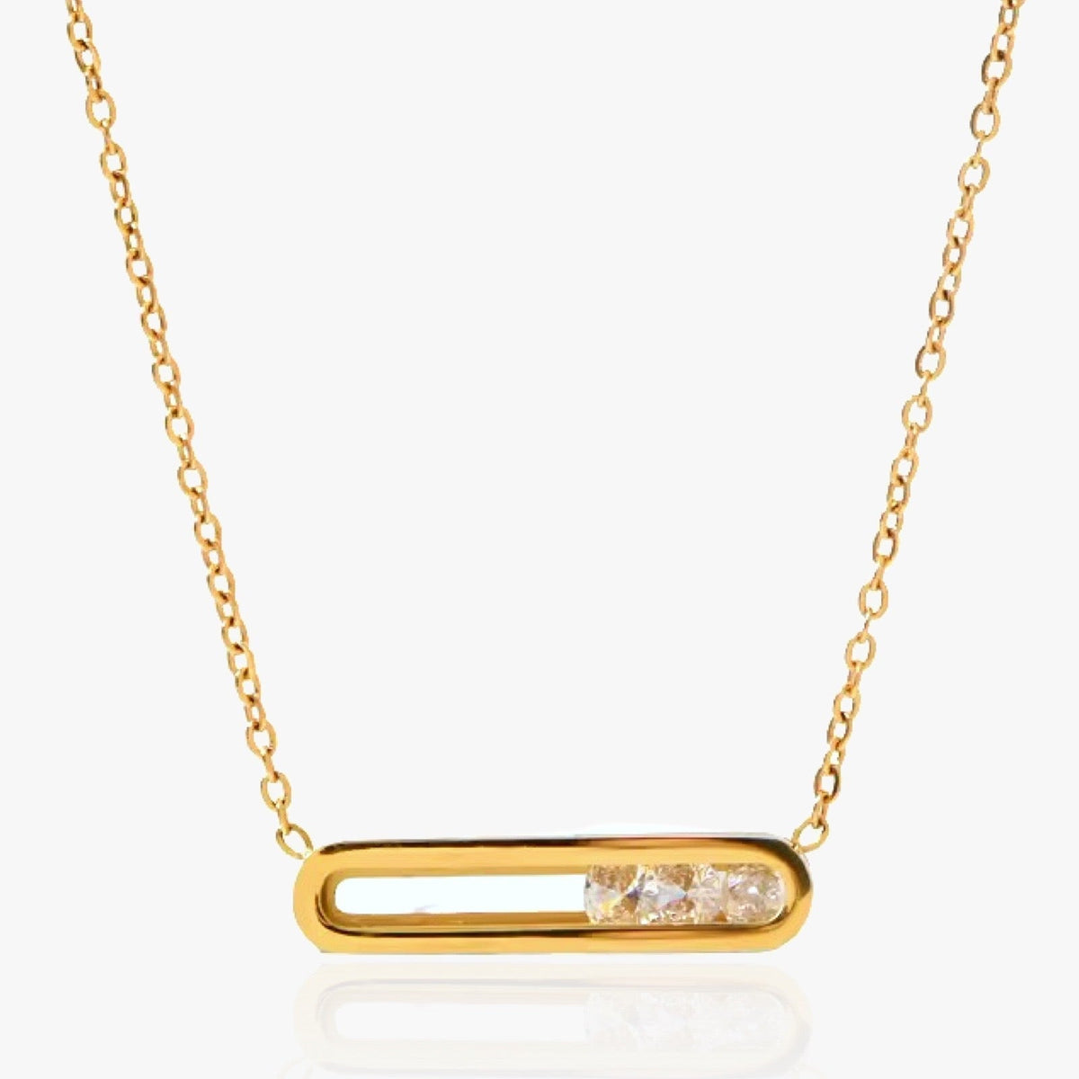 Collar con Colgante de Mujer con Rectángulo Alargado y Acentos de Piedra