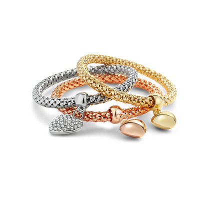 Aria – Pulsera de Metal con Corazones Sólidos