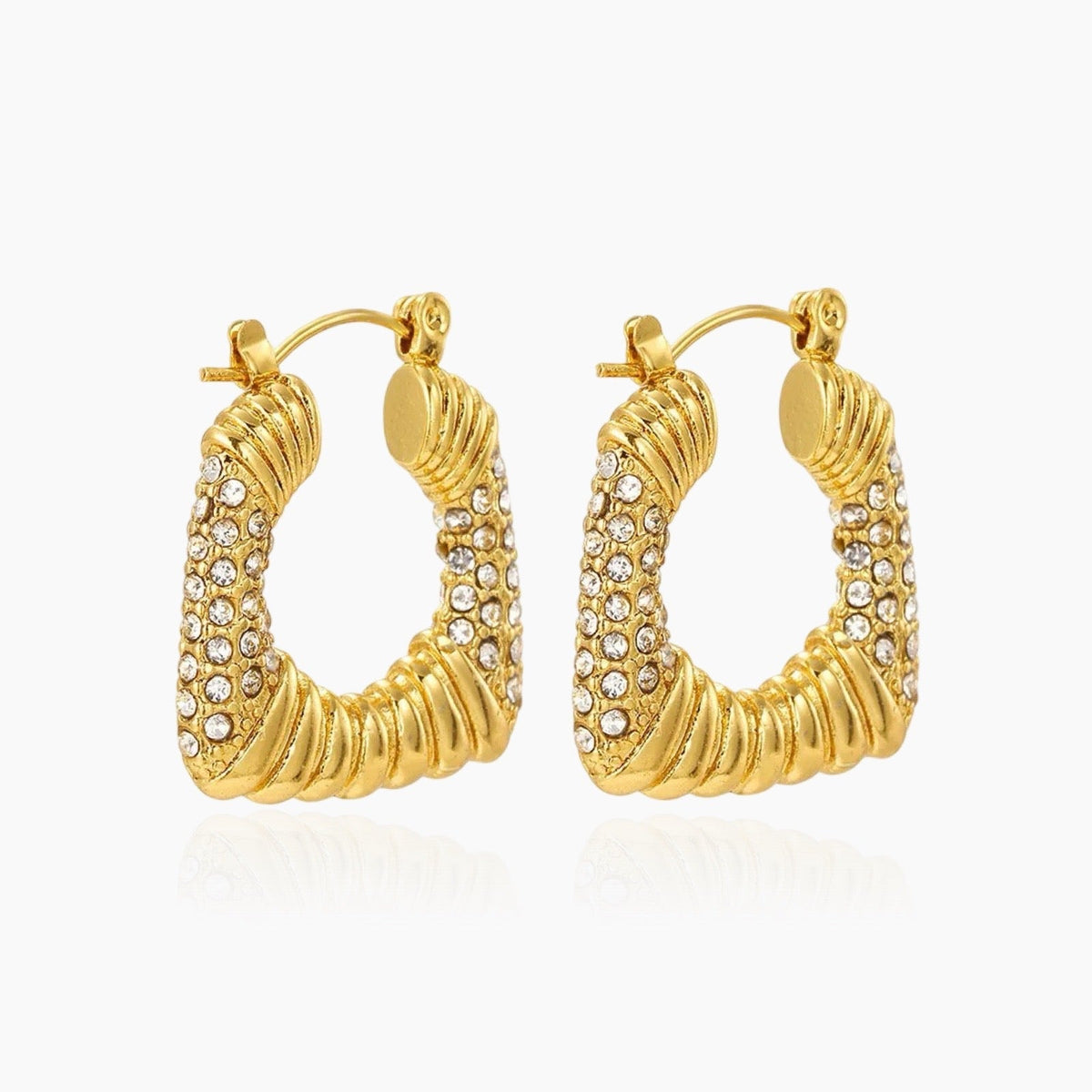 Aretes de Declaración para Mujeres con Diseño Ripado y Detalles con Piedras