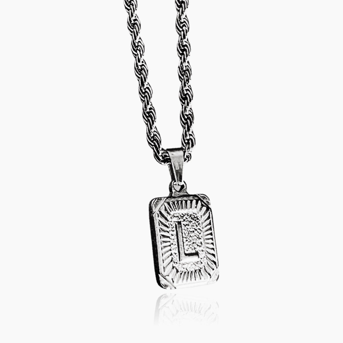 Collar de Iniciales para Mujeres con Colgante de Letra Rectangular y Cadena Torcida