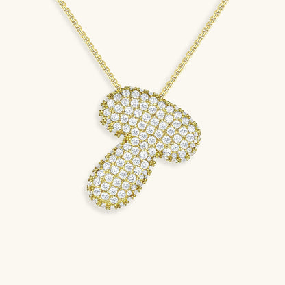 Collar de diamantes con inicial en burbuja