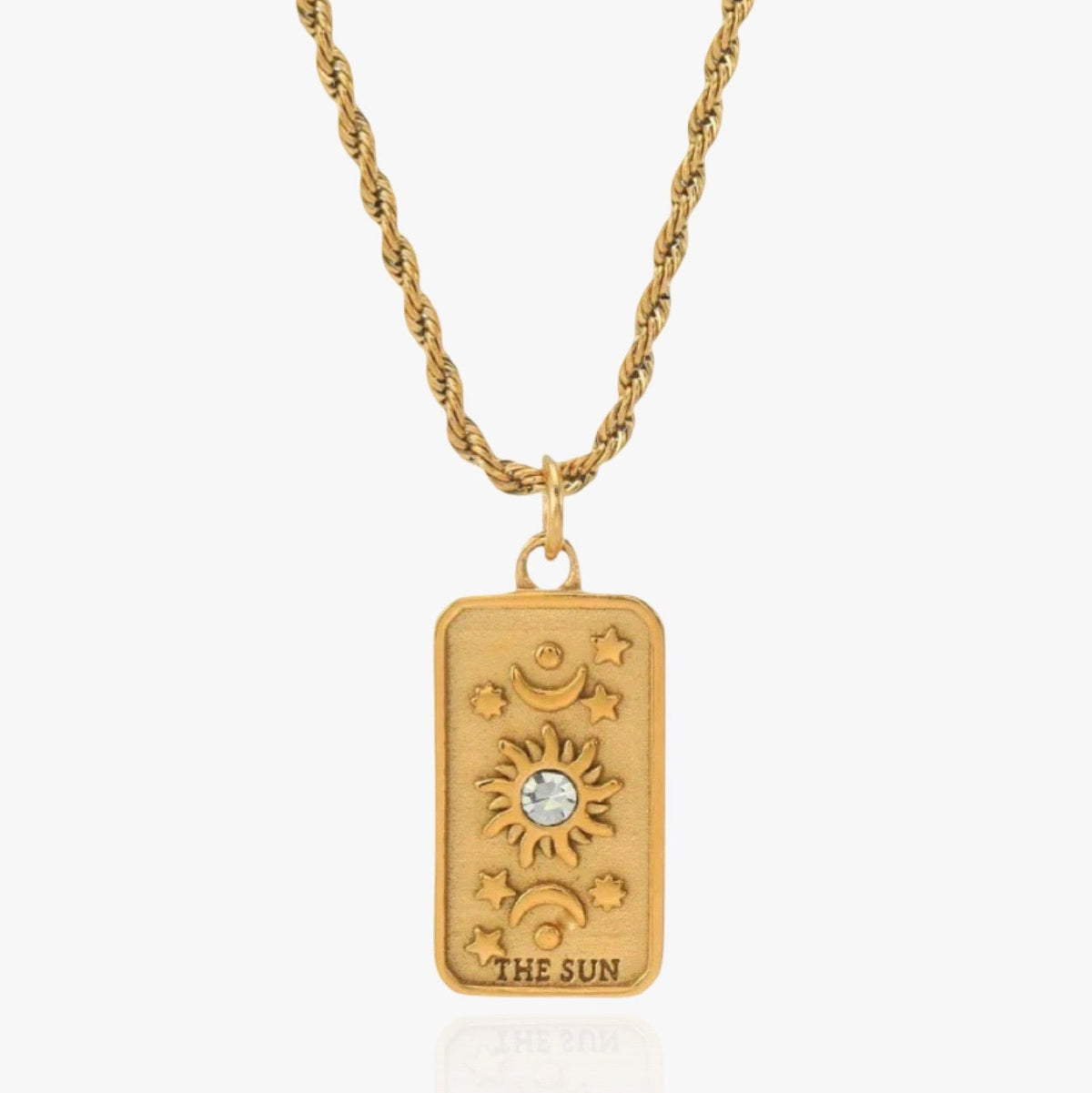 Collar Colgante Tarot Damas con Motivo de Tarjeta Rectangular y Acentos de Piedra