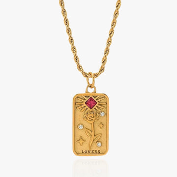 Collar Colgante Tarot Damas con Motivo de Tarjeta Rectangular y Acentos de Piedra