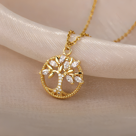 Toshi – Collar Árbol de Vida en Oro con Zirconia