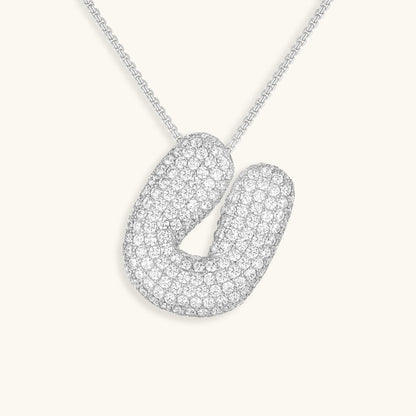 Collar de diamantes con inicial en burbuja