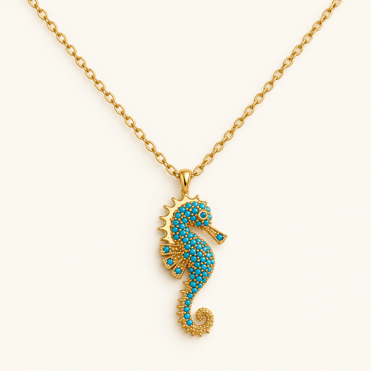 Collar de dama con colgante de caballito de mar en diseño océano