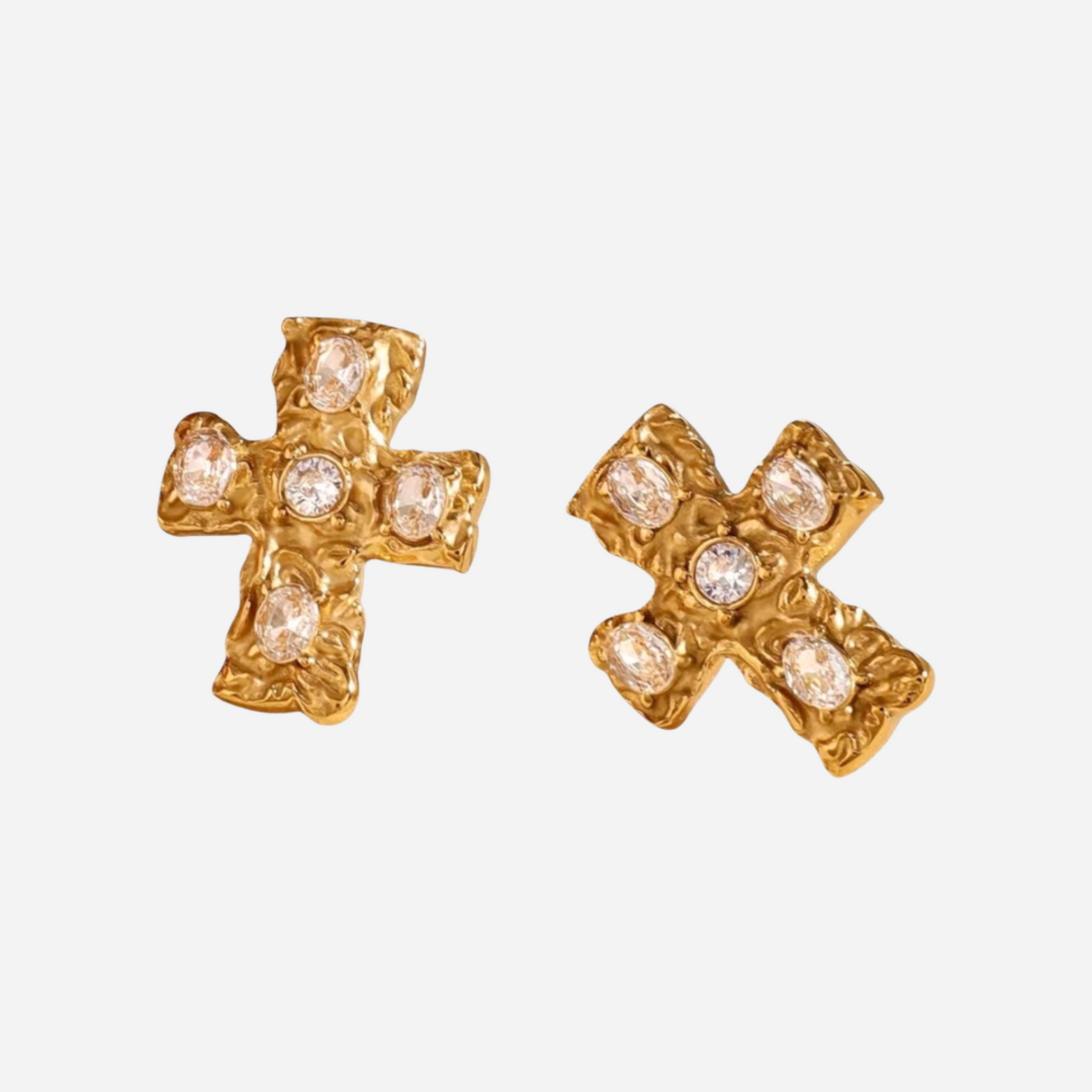 Saki – Aretes Cruz Piedra Fundida Elegantes