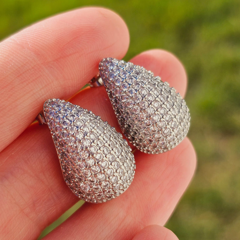 Pendientes de diamante en forma de gota - Pendiente de diamante de intarsia