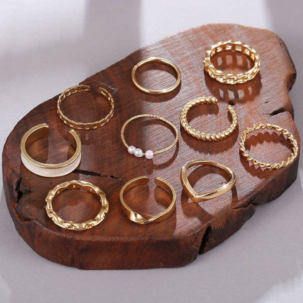 10 Piezas Anillos de Moda - Anillos de Mezcla y Combina Tendencia