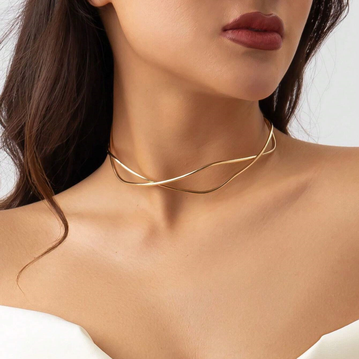 Collar de alambre trenzado - Gargantilla moderna con giro