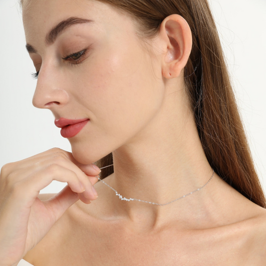 Collar de sonrisa con diamantes - Collar delicado de diamantes