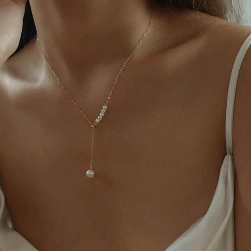 "Collar de Perlas de Agua - Collar de Perlas en Capas