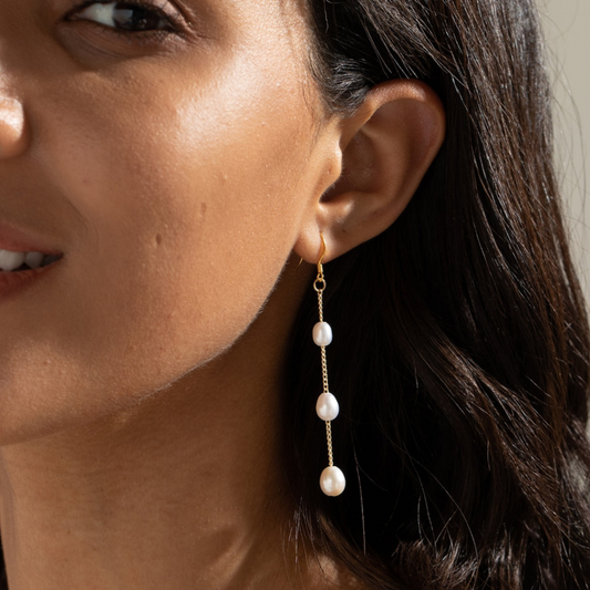 Varias gotas de perlas - pendientes colgante