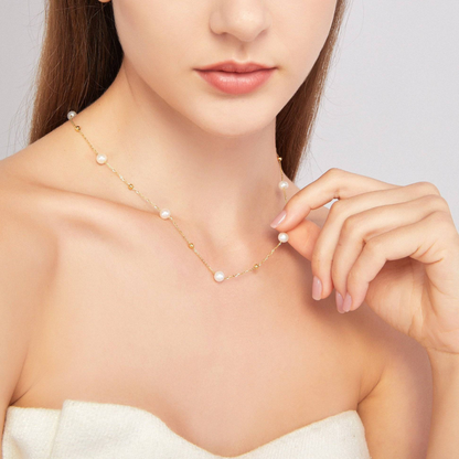 Cadena de oro y perlas - alternando perlas y cadena de oro