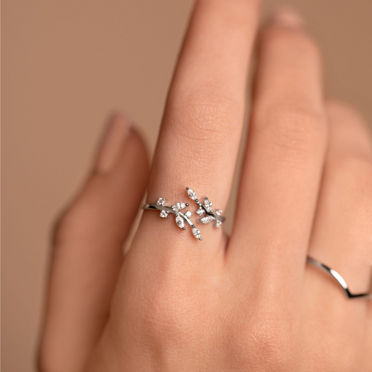 Anillo de Hoja de Rama - Anillo de Hoja de Árbol