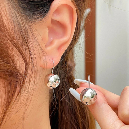 Pendientes de esfera - Ganchos de oreja redondos brillantes