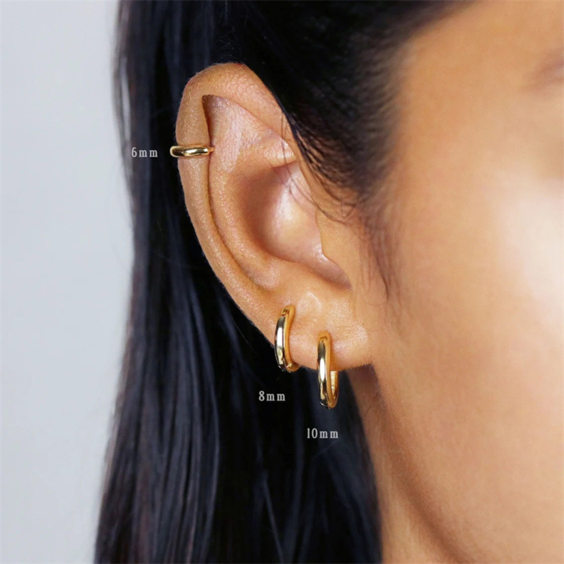 Pendientes Huggie de Oro - Juego de 7 Pendientes Hoop