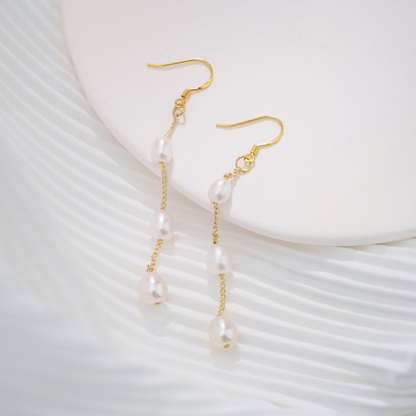 Varias gotas de perlas - pendientes colgante