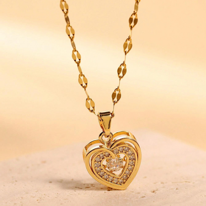 Colgante de Corazón - Collar Doble Capa