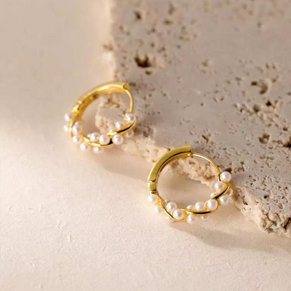 Pendientes de perlas artificiales - Pendientes elegantes de perlas
