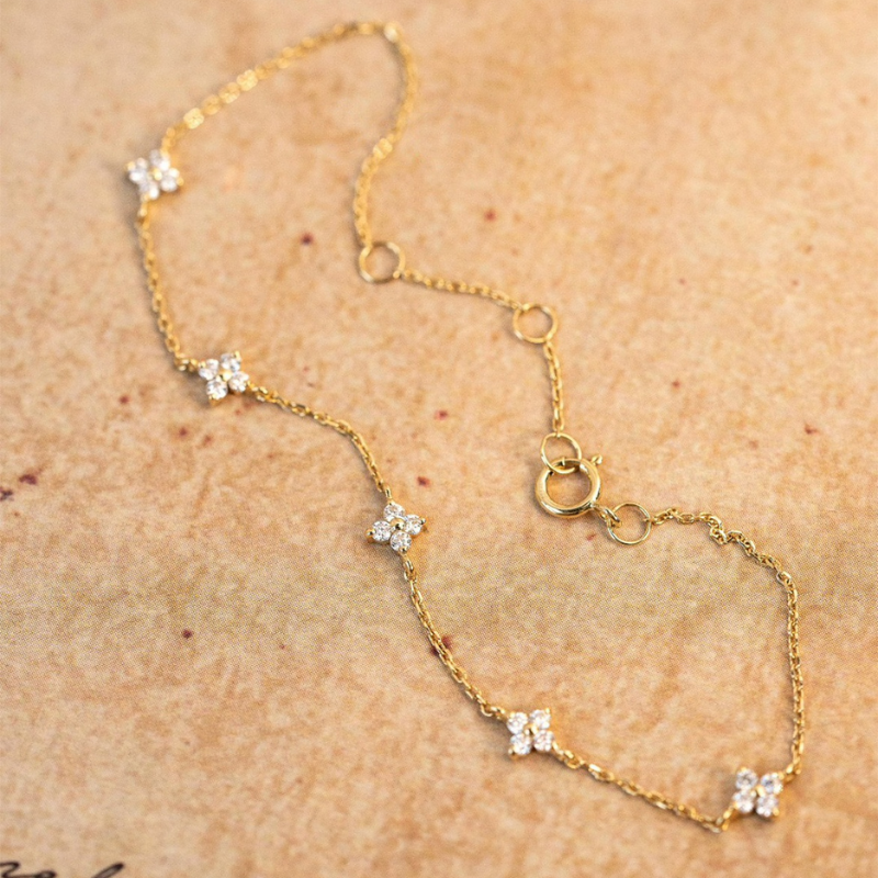 Zarcón Pulsera de Flores - Pulsera Minimalista