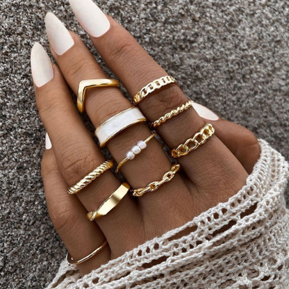 10 Piezas Anillos de Moda - Anillos de Mezcla y Combina Tendencia