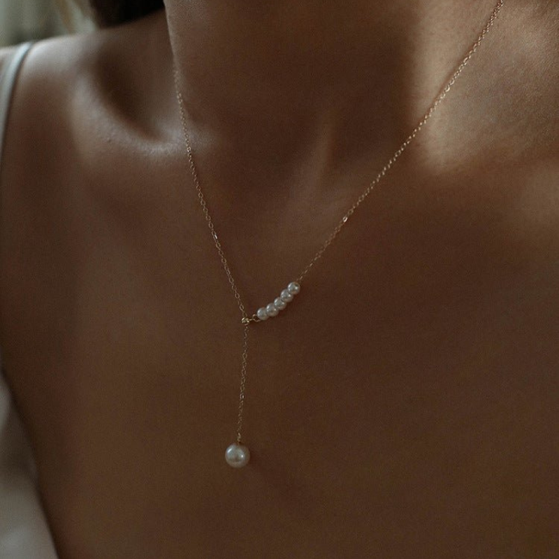 "Collar de Perlas de Agua - Collar de Perlas en Capas