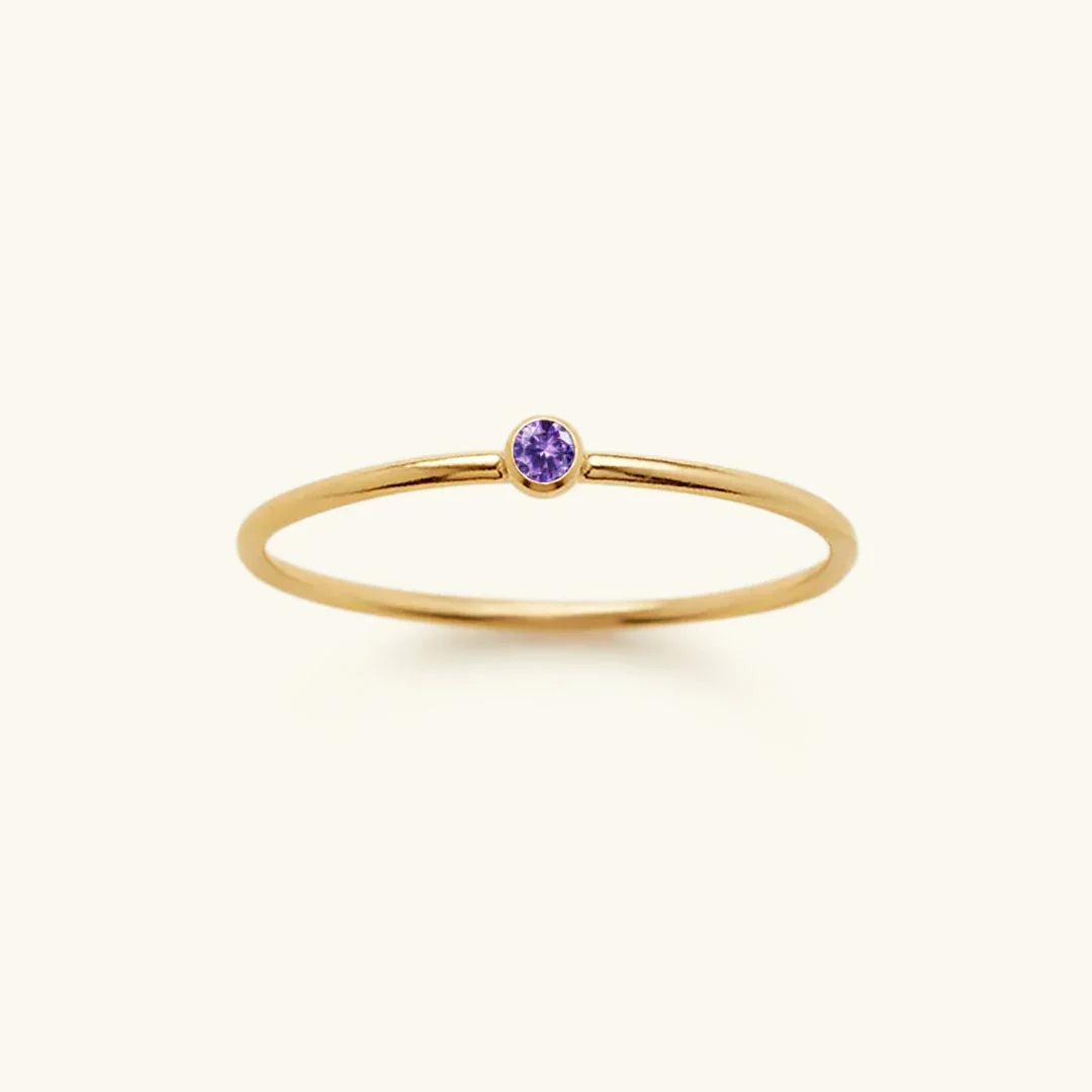 Anillo Apilable de Mujer con Gema de Nacimiento Opcional
