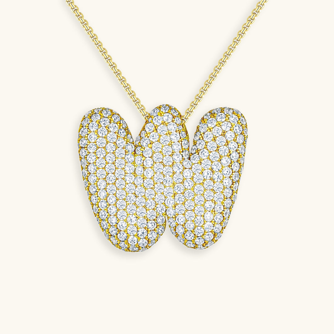 Collar de diamantes con inicial en burbuja