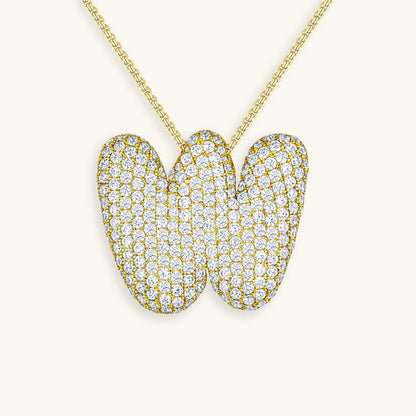 Collar de diamantes con inicial en burbuja