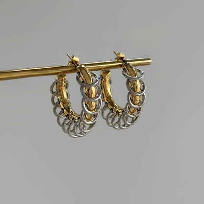 Luciana – Pendientes Aro C Dorados Elegantes