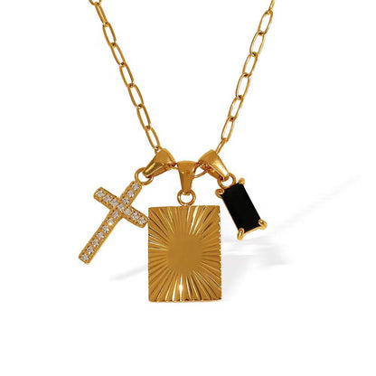 Kaela – Collar Cruz con Zirconia Negra