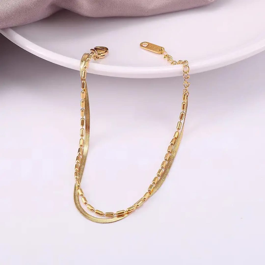 Elise – Pulsera Doble Cadena Estilo Minimalista