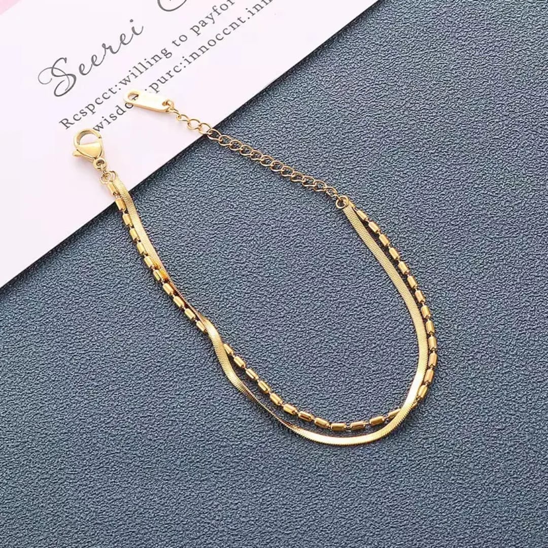 Elise – Pulsera Doble Cadena Estilo Minimalista