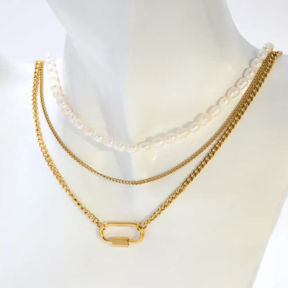 Naia – Collar Geométrico de Doble Capa Elegante
