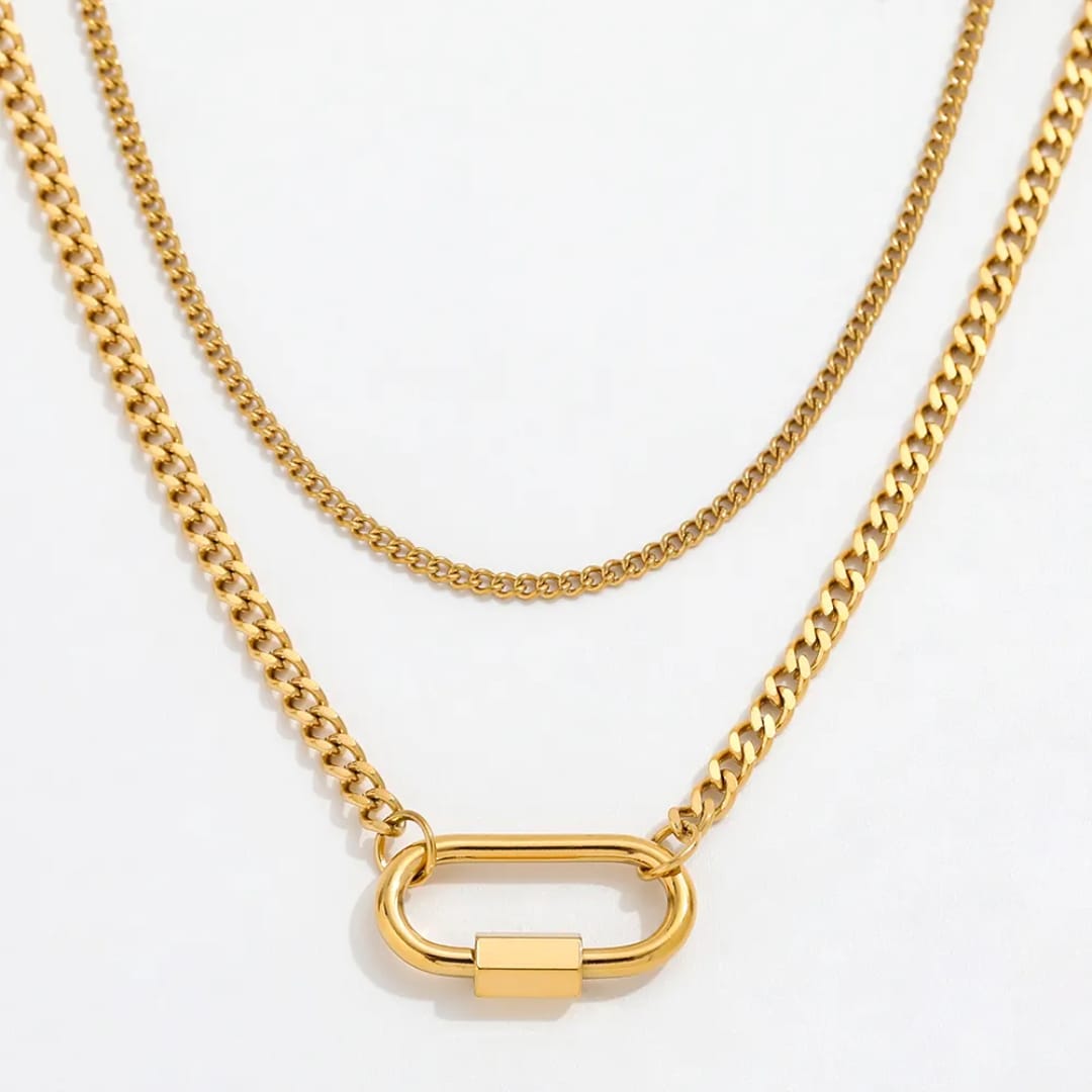 Naia – Collar Geométrico de Doble Capa Elegante