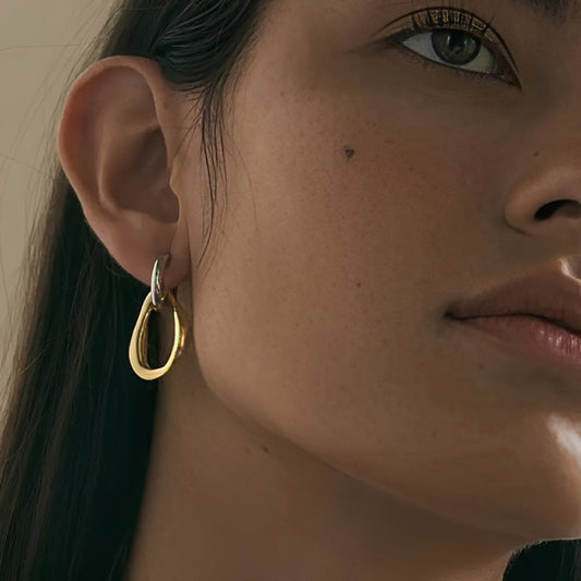 Ana – Pendientes Retro Bicolor Desmontables
