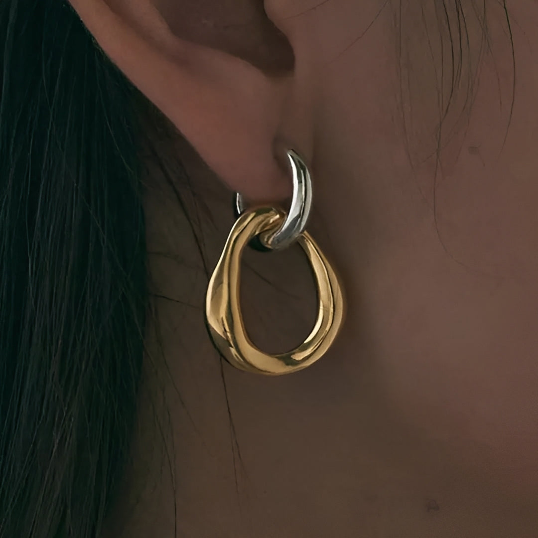 Ana – Pendientes Retro Bicolor Desmontables
