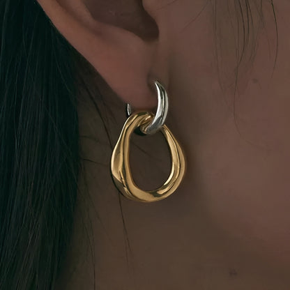 Ana – Pendientes Retro Bicolor Desmontables