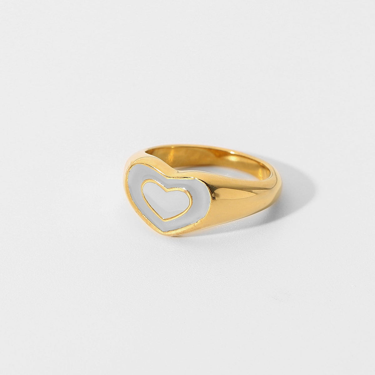 Anillo Corazón Dama con Motivo Corazón Incrustado y Banda Lisa