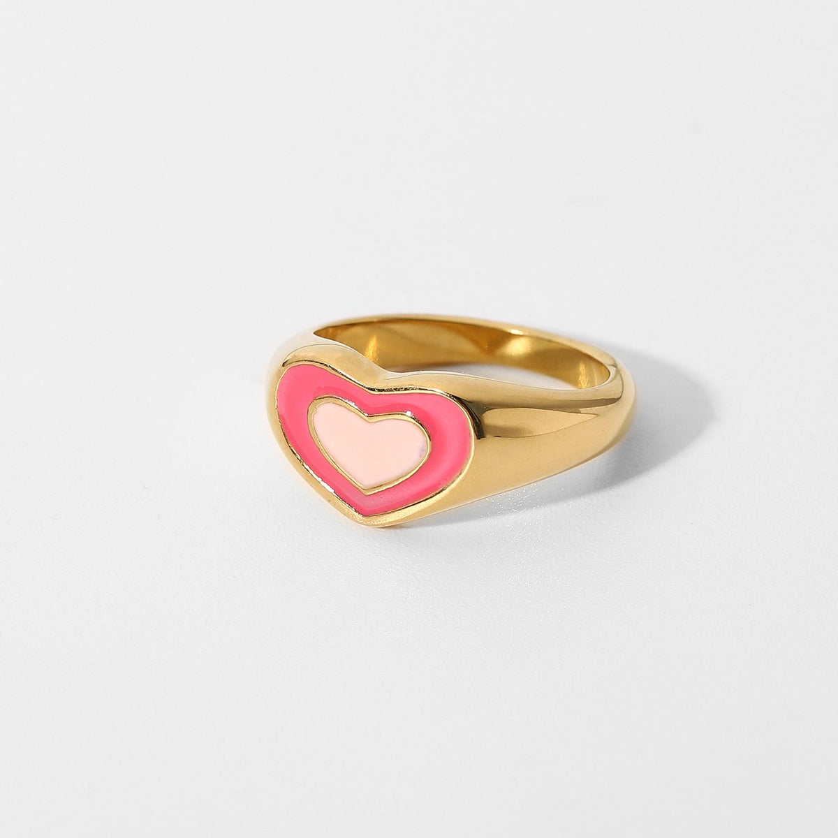 Anillo Corazón Dama con Motivo Corazón Incrustado y Banda Lisa