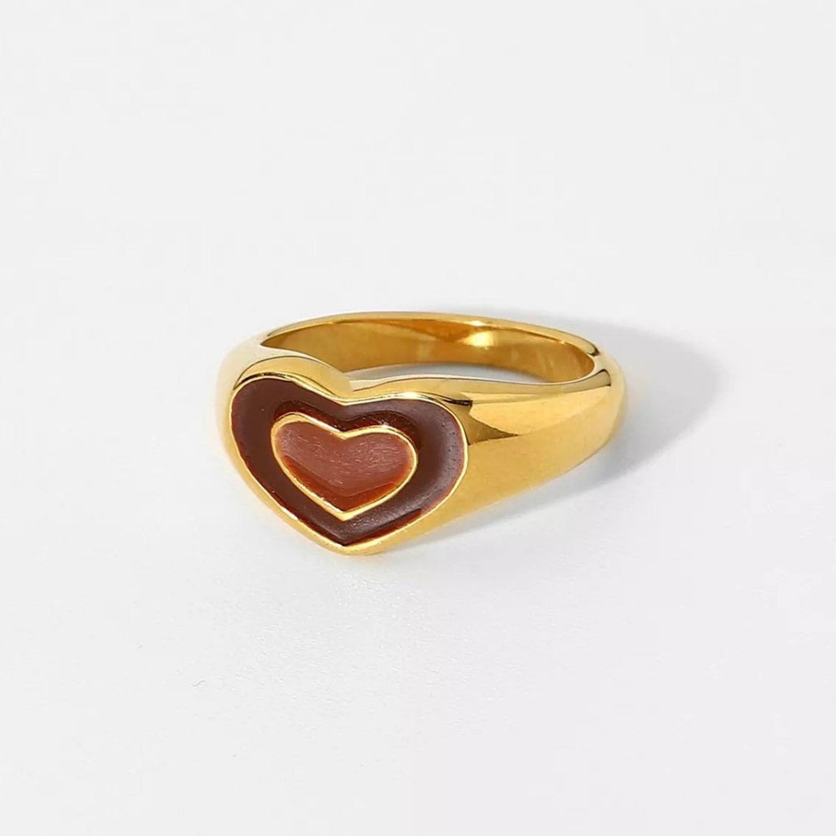Anillo Corazón Dama con Motivo Corazón Incrustado y Banda Lisa
