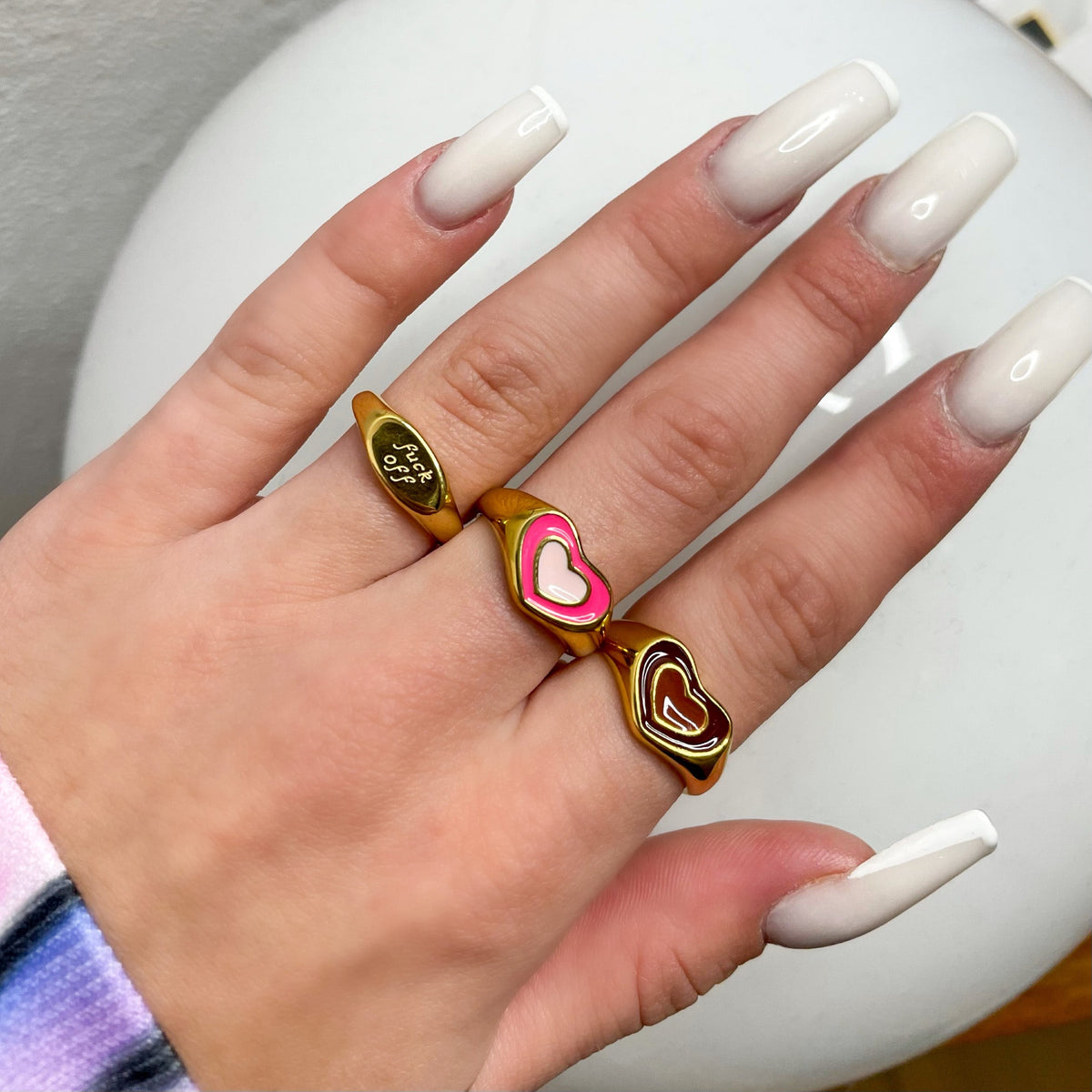 Anillo Corazón Dama con Motivo Corazón Incrustado y Banda Lisa