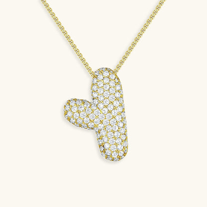 Collar de diamantes con inicial en burbuja