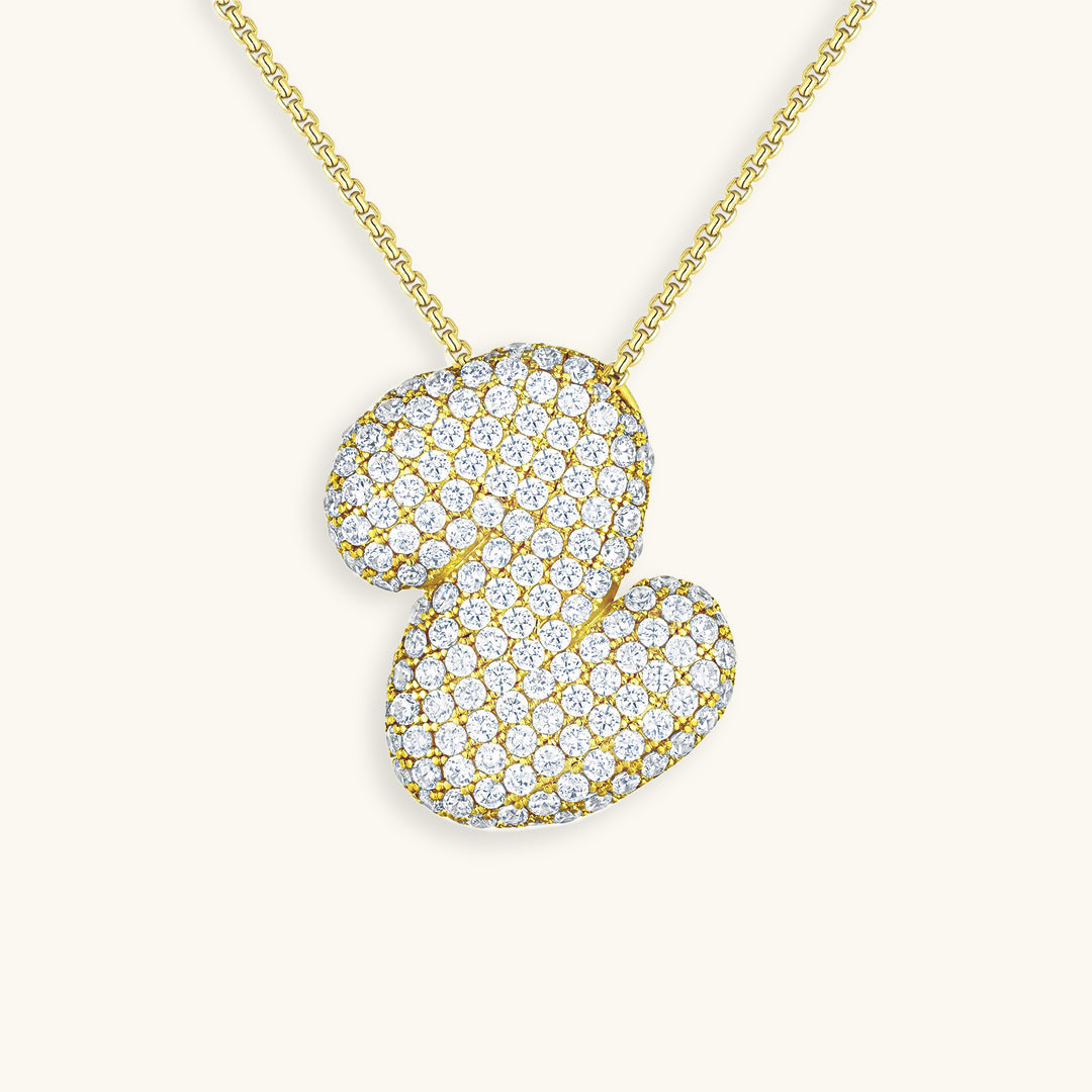 Collar de diamantes con inicial en burbuja