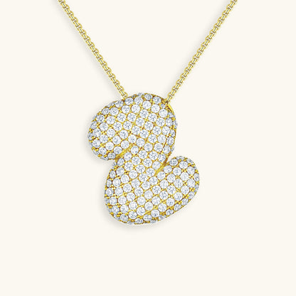Collar de diamantes con inicial en burbuja