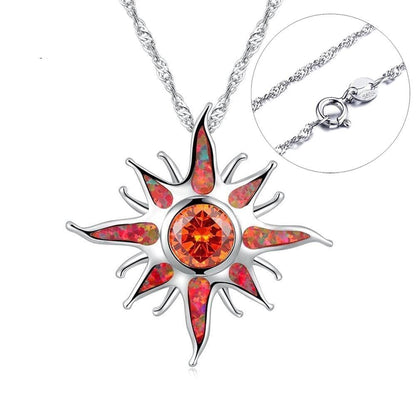 Yani – Collar Pendiente Esplendor Solar en Ópalo de Fuego & Granate