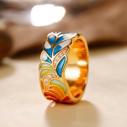 Isolde – Anillo Susurros de Flores Pintadas a Mano